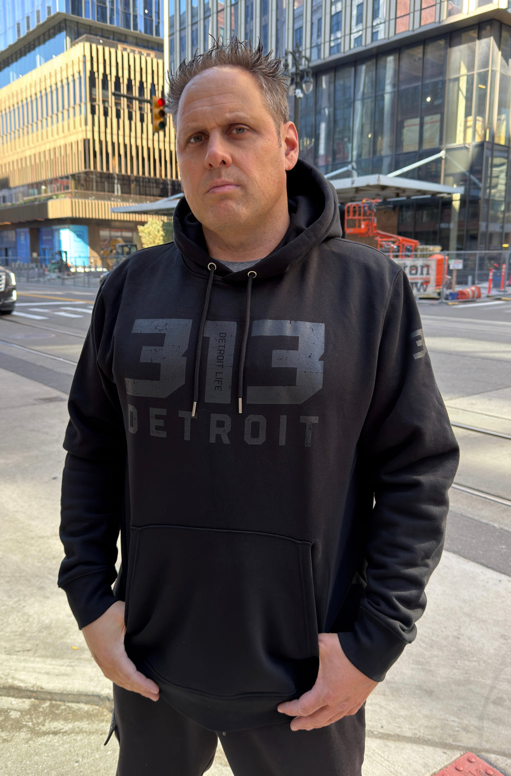 313 Detroit Hoodie Black on Black