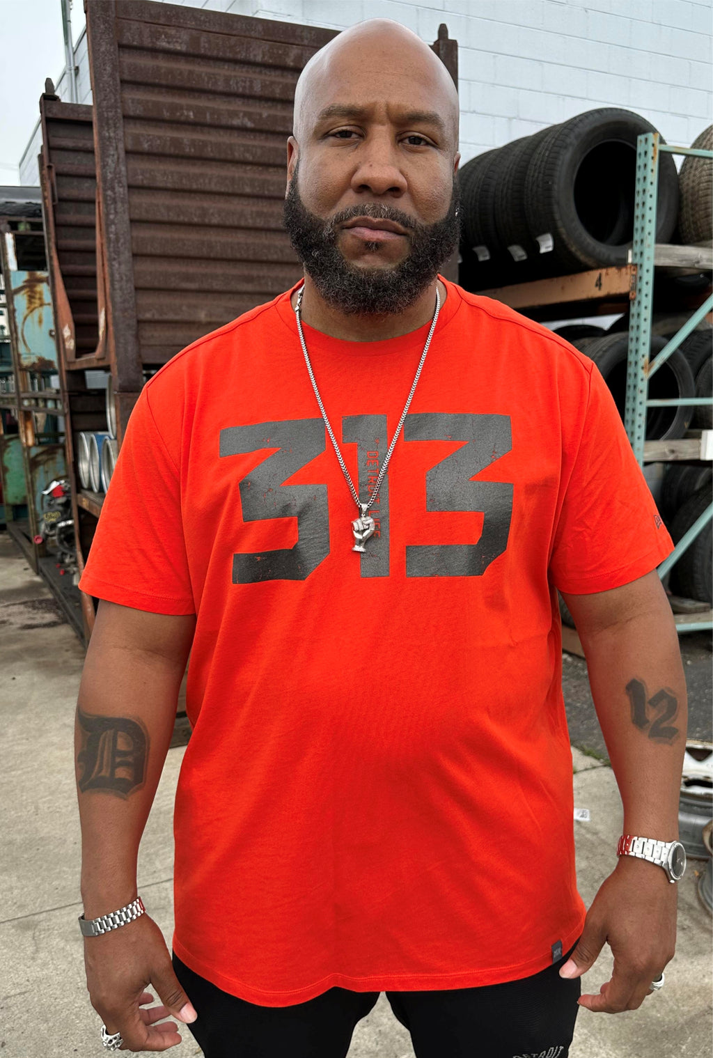 313 ORANGE GUNMETAL T SHIRT
