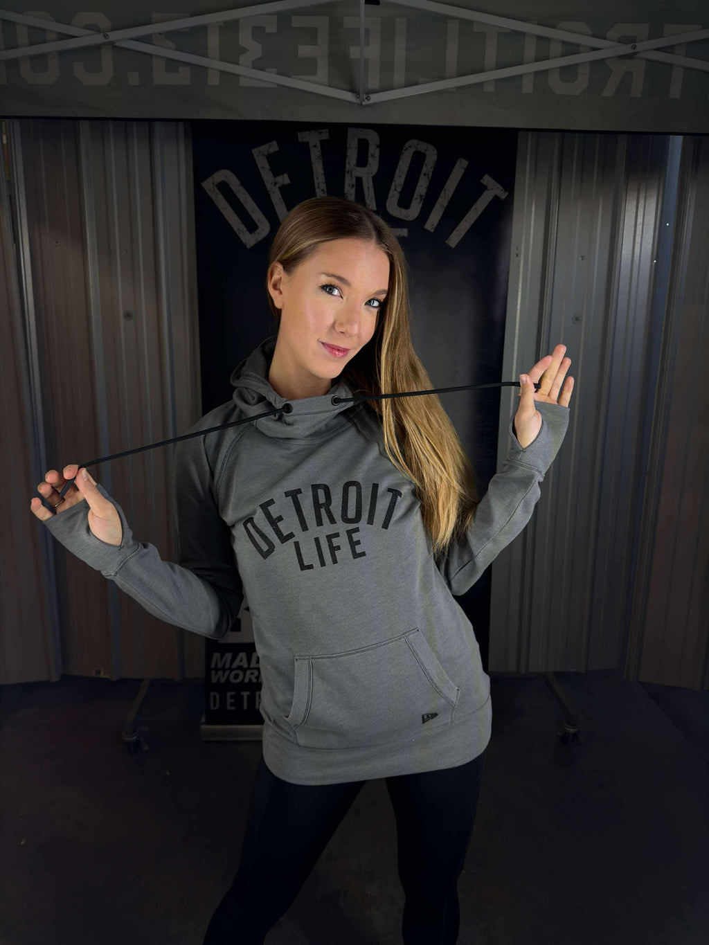 WOMENS DETROIT LIFE HOODIE GRAY