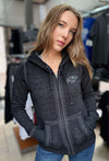 WOMENS ACID WASHED ZIP UP HOODIE