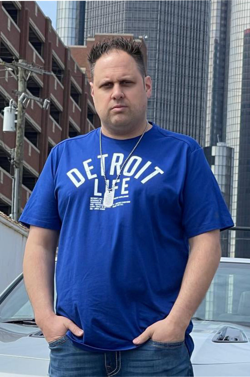 DETROIT LIFE T SHIRT BLUE/WHITE