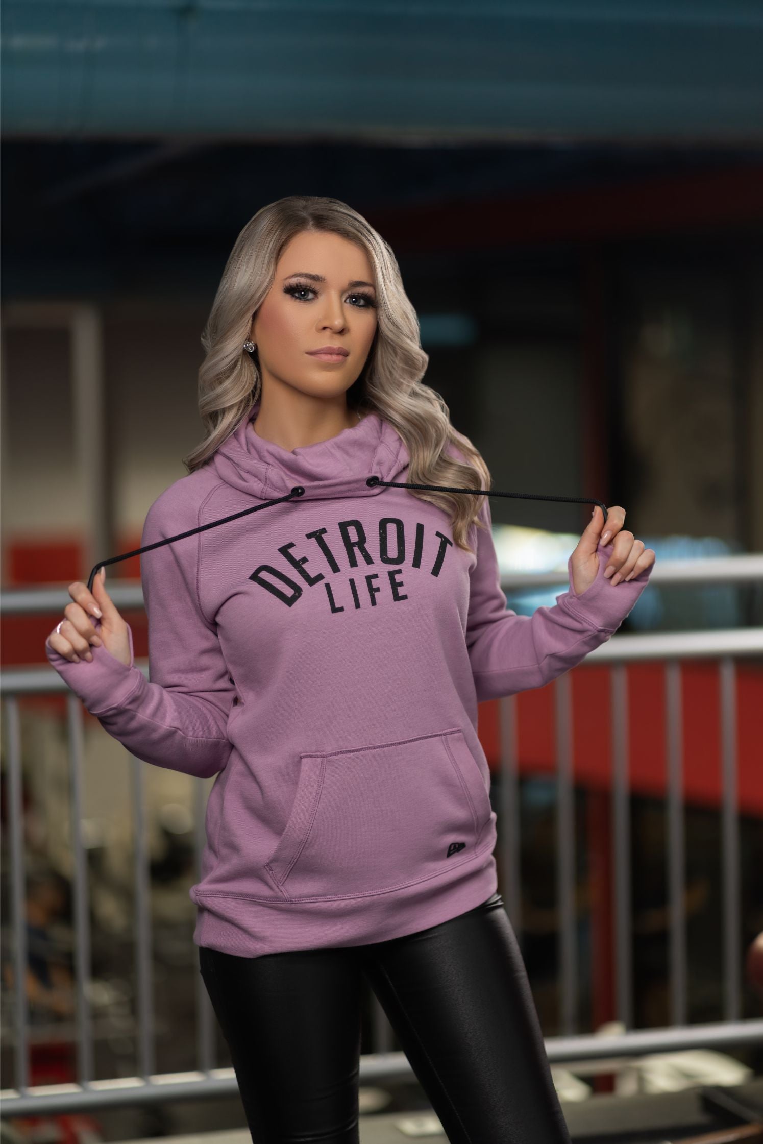 Womens Detroit Life Spring Hoodie 4XL / Lilac Pink/Blk