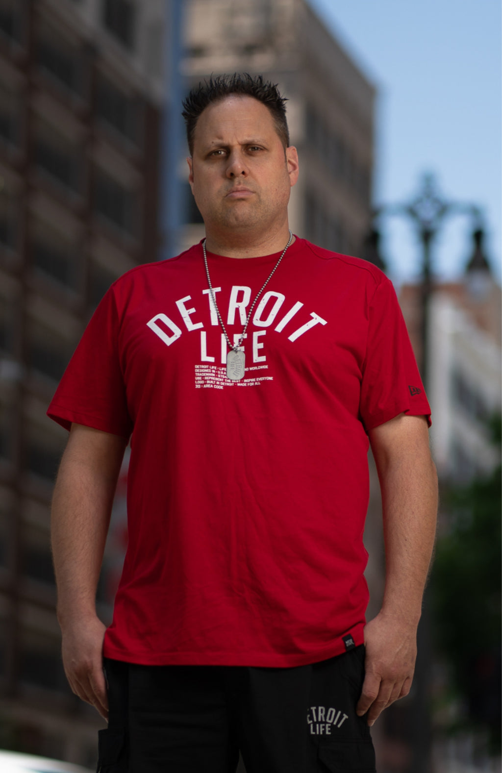 DETROIT LIFE CODE RED/WHITE T SHIRT